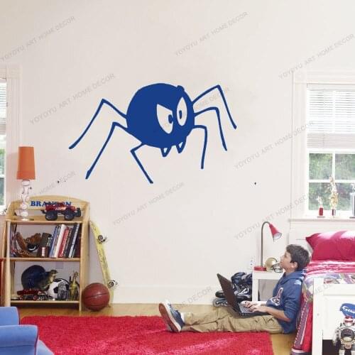 Angry Spider Cartoon Art Wallpoof Applied Wall Decal Decor Vinyl Wall Sticker Animal Insect Removable Walloof Kids Room CX1092