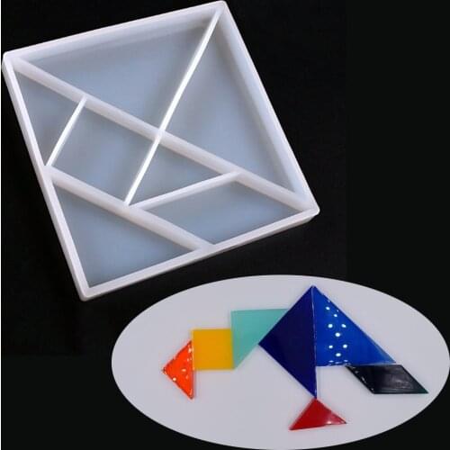 Silicone Mold for jewelry tools 1=7pcs Tangram geometry shape Pendant Resin epoxy Silicone Mould handmade decoration