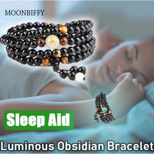 1PC Natural Stone Black Obsidian Magnetic Therapy Bracelet Weight Loss Unisex Slimmy Health Care Bracelet