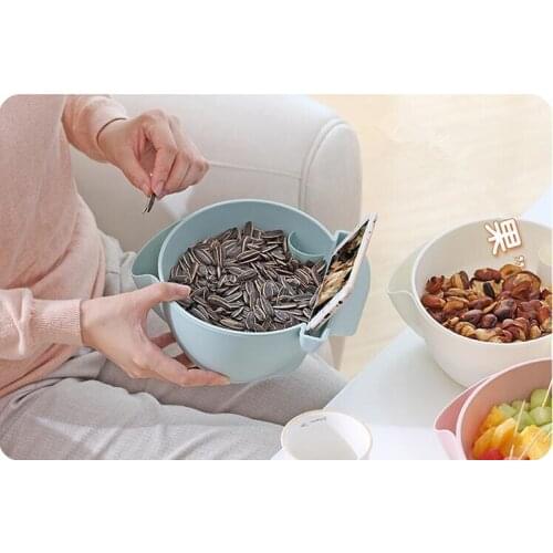 1PC Fruits Melon Seed Snack Case Food Storage Box Creative Double Deck Case Home Accessories with Mobile Phone Stand OK 0660