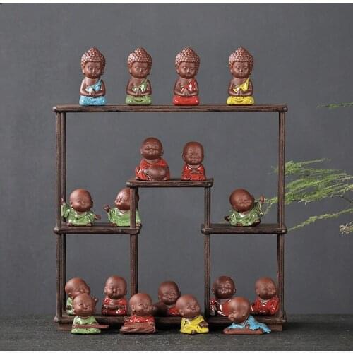 1 PCS Handmade Purple Clay Lovely Buddha Monk Figurine Ornament Fingertip Tea Play tea Pets Boutique Tea Table Crafts