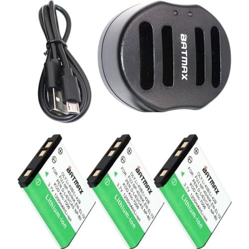 3-Pack Li-40B Li 40B 42B Battery + Dual charger for Olympus Li-42B NP-45 ,for Nikon EN-EL10 D-Li63 D-Li108 NP-80 CNP80 KLIC-7006