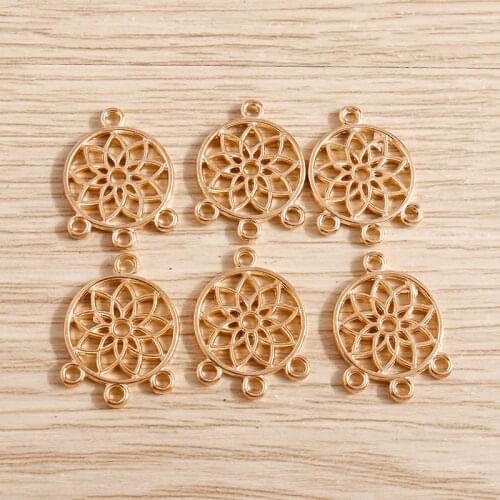 20pcs/lot 14*19mm Hollow Lotus Charms Connectors for DIY Making Earrings Pendants Necklaces DIY Handmade Jewelry Craft