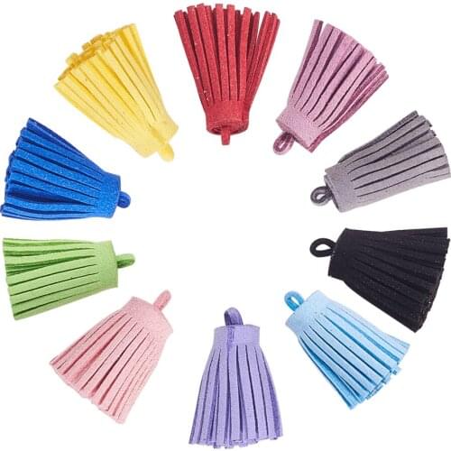 30Pcs Mixed Color Imitation Leather Tassels Pendant Charms Decorations For Jewelry Making DIY Earrings Bracelet Findings 34-37mm
