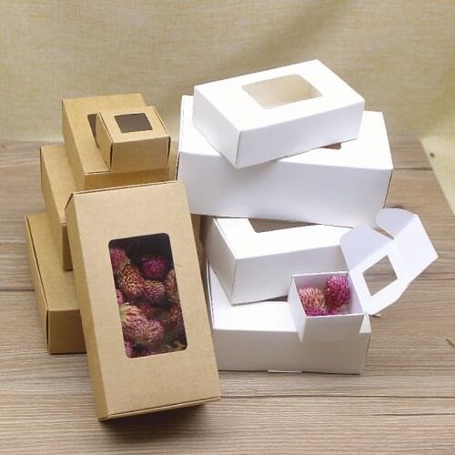 5pc large size gifts package window box small kraft white paper candy boxes soap favors Package box home party suppiles