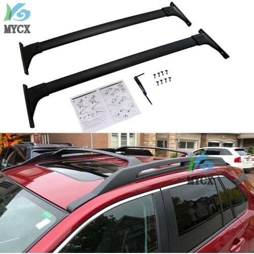 2019 2020 FOR TOYOTA RAV4 RAV 4 ADVENTURE PAIR ROOF RACK TOP SIDE RAIL ALUMINUM CROSS BAR Amercian style