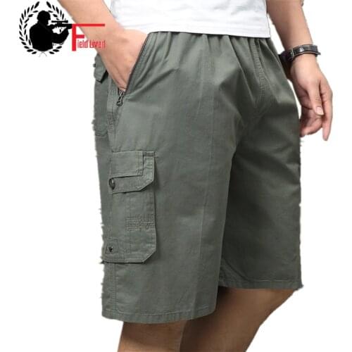 Big Size Shorts Men Cargo Summer Zipper Multi Pocket Loose Bermuda Male Hot Baggy Cotton Elastic Waist Capris Plus Xxxl 4XL 5XL