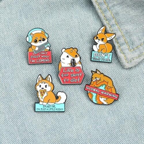 Animal Brooch Corgi Shape Exquisite Lightweight Squirrel Design Enamel Pin for School