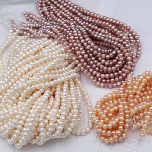 Loose Beads Freshwater Pearl white /pink/purple 6-10MM near round Wholesale for DIY for jewelry 38cm