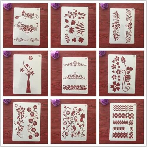 CraftArtGo DIY Flower Leaf Stencils Painting Scrapbook Coloring Cake decorating sugar powder sieve printing mold printing table