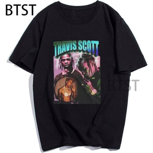 Travis Scott Men Clothes Print Street Clothing Summer Printed Short Sleeve Top Casual Aesthetic Clothing 90S HIP HOP Style tee