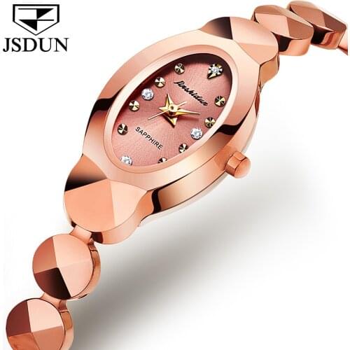 JSDUN 2021 Fashion Crystal Ladies Watch Luxury Brand Ladies Formal Watch Waterproof Rose Gold Quartz Watch Relogio Feminino
