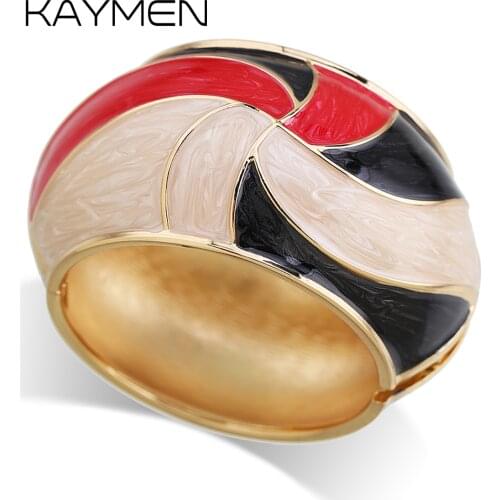 KAYMEN New Arrivals Big Statement Cuff Bracelet Fashion Enamel Bangle Gold Plated Cuff Bangle for Women Girls