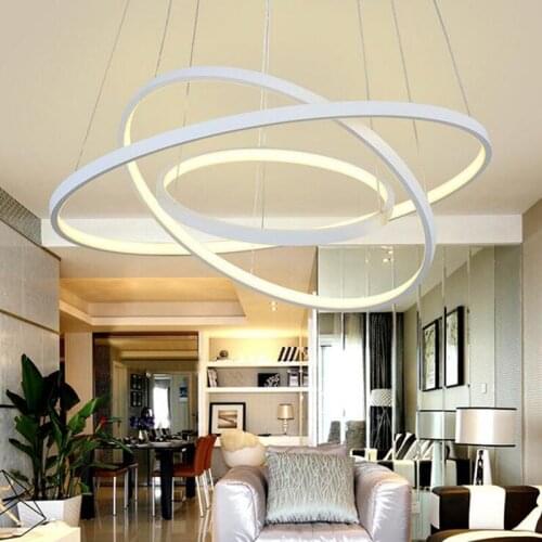 Round aluminum chandelier post-modern ring led bedroom lights acrylic thin living room decoration project lights LED lighting