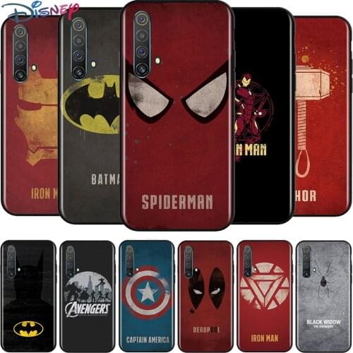 Marvel Superhero Logo for Realme Narzo 20 10 7 6 6i 6S 5 5i 5S 3 3i 2 Pro Black TPU Soft Phone Case