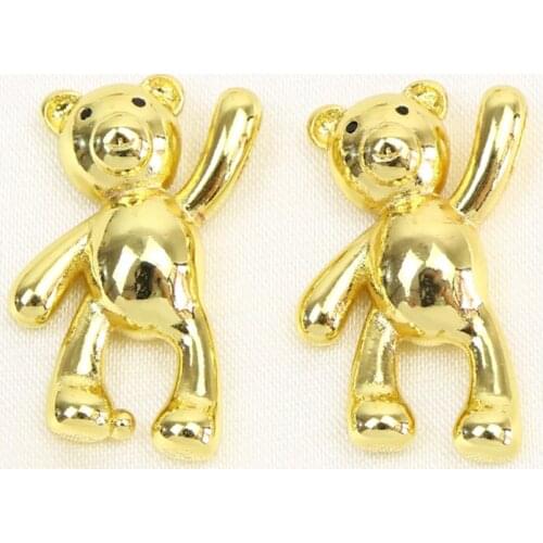 20 Pieces Tiny Cartoon Bear pendants for jewelry making charm Gold tiny Bear pendants for jewlery making 8504