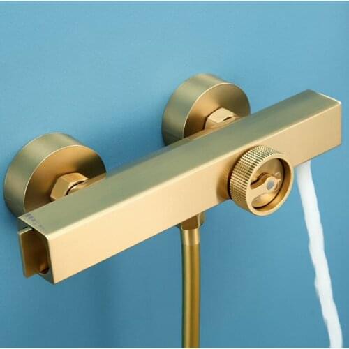 Brushed Gold Bathroom Bathtub Shower Faucets Set Soild Brass Hot & Cold Wall Mounted With Handheld Mixer Taps New Arrivals
