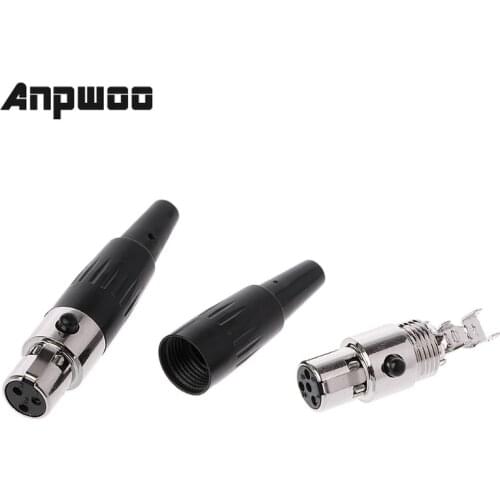 ANPWOO 1Pcs High Quality Mini XLR 3 4 Pin Female Plug Small XLR Audio Microphone Connector for MIC Soldering Straight