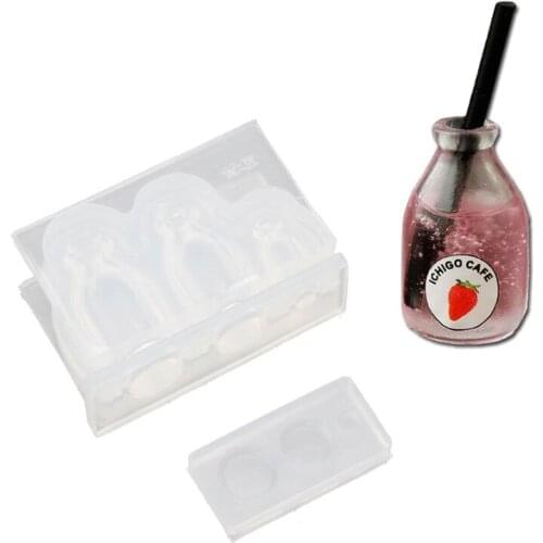 Mini Glass Bottle Milk Drink Bottle Resin Casting Mold Food Play Silicone Mold F3MF