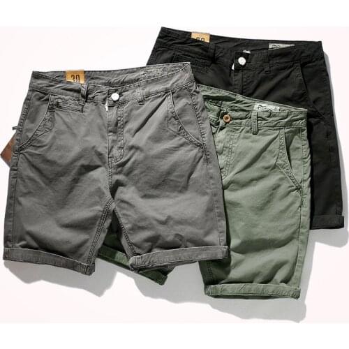 2021 Summer New Europe and America Style Woven Casual Shorts Mens Fashion Retro Pure Cotton Washed Old Sports Knee Length Pants