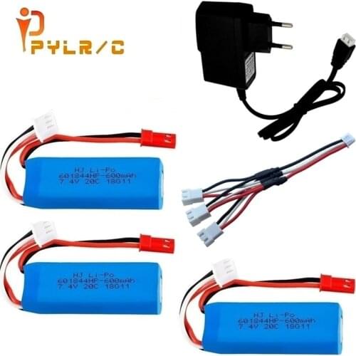 Upgrade 7.4V 600 mAh Lipo Battery Charger Sets for WLtoys K969 K979 K989 K999 P929 P939 RC Car Parts 7.4V Battery VS 450mah