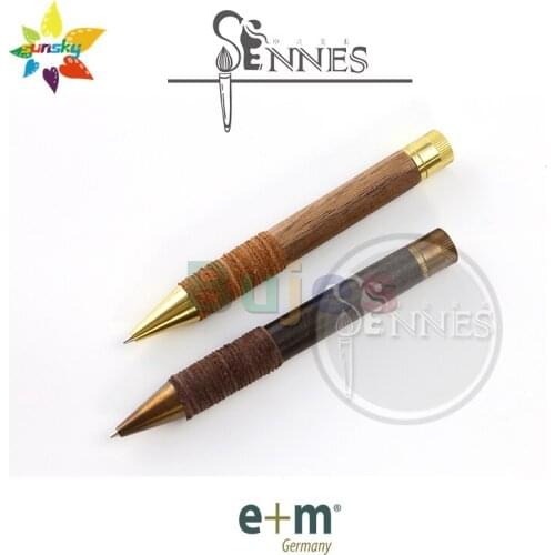 Original Germany e+m Melange 6110 Log leather automatic pencil 0.7mm Black oak / olive Drafting drawing Stationery supplies