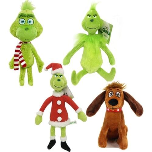 4pcs/Lot 28-32cm How the Grinch Stole Plush Toys Christmas Grinch Max Dog Plushie Soft Stuffed Doll for Children Christmas Gifts