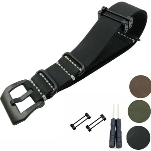 24mm Crazy Horse Rough Hand Wax Genuine Leather Military Watch Strap Band For Suunto Core Traverse + Adapters + Screwdriver