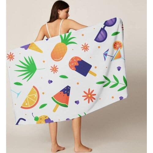 Fresh Microfiber Rectangular Bath Towel Fruit Pattern Adult Beach Towel Soft Large Towel Shower Towel Beach 70X140CM