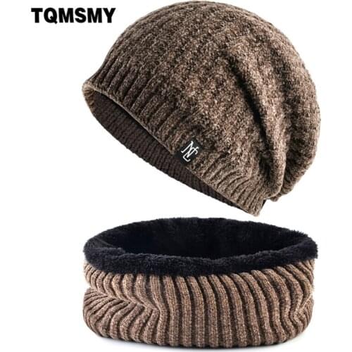 TQMSMY Mens Warm Beanie And Scarf For Men Knitted Solid Color Bonnet Hats Fashion Beanies Scarf Set Men Hip Hop Gorras Hats E67