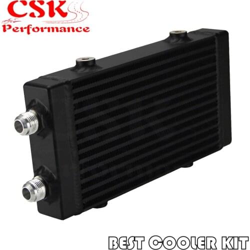 Universal Dual Pass Bar & Plate Oil Cooler 9.5"x5.5"x1.58" Core small Silver/Black