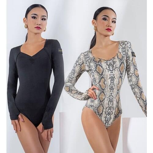 2021 Latin Dance Clothes Women Tops Long Sleeves Practice Dance Wear Leotards Adult Ballroom Tango Samba Salsa Shirt DNV14514