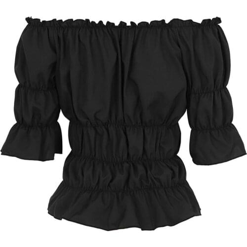 Women Shirt Renaissance Medieval Chemise Victorian Girls Gothic Retro Peasant Wench off shoulder Blouse Resist top Costume