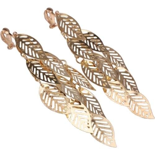 Grace Jun Luxury Exaggeration Big Clip on Earrings Without Pierced for Women Fashion Vintage Bohe Punk Cuff Clip Earrings New