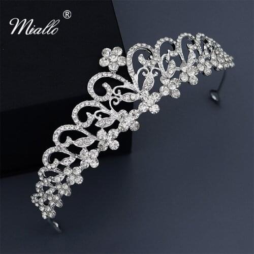 Miallo Fashion Flower Austrian Crystal Bride'Tiaras Wedding Tiaras and Crowns Bridal Women Headpieces for Women Hair Jewelry