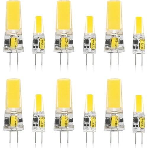 10Pcs G4 LED COB No Strobe Flickering Light Bulbs Replace Halogen 30W 60W Ultra Bright Chandelier Lamps DC 12V Cool Warm White