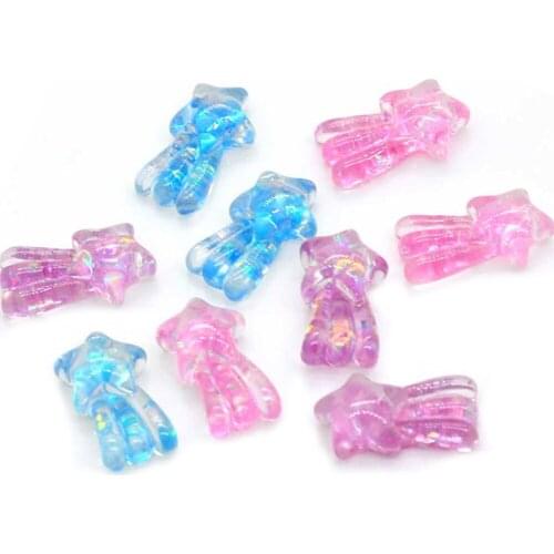 100/50 pcs Hawaii Puffy Shooting Star Cabochon - 17MM Clear Glitter Shooting Star Shaped Flatback Cabochons