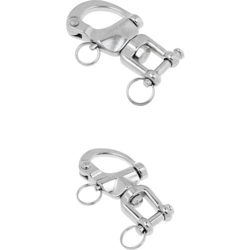 2pcs Snap Swivel Stainless Steel Shackle Marine Boat Sail Hardware 9.3&6.8cm