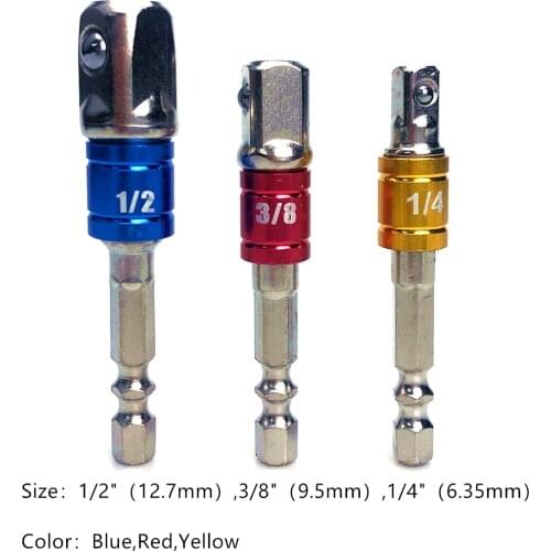 3Pcs Power Hand Tool Socket Adapter Set Hex Nut Driver Impact Socket Extended Drill Bit Socket Wrench Adapter Set Electroplate