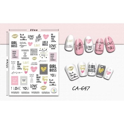 3D Nail Sticker Love Letter Stripe Nail Art Decorations Manicure Stickers Decals Slider Nails Foil Decoraciones Accessories