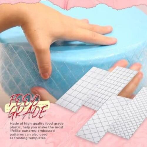4pcsDIY Cake Decorating Tools Transparent Texture Lattice Embosser Mold Cake Border Decoration Mold Cake Printing Tools Reusable
