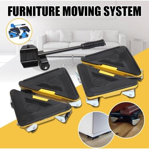 5 Pcs/Set Furniture Mover Set Furniture Mover Tool Transport Lifter Heavy Stuffs Moving Wheel Roller Bar Hand Tools
