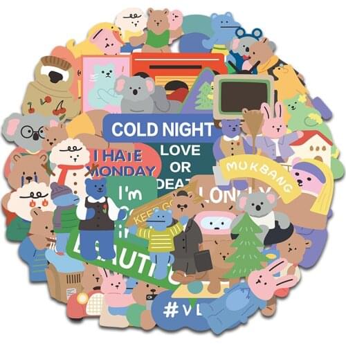 50pcs Cartoon Creative Bear Waterproof Suitcase Bike Motorcycle Helmet Car Styling Accessories Stickers