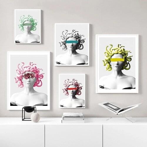 Abstract Medusa Snake Head Woman Canvas Painting Wall Art Prints Poster Wall Pictures For Home Room Decor (No Frame)