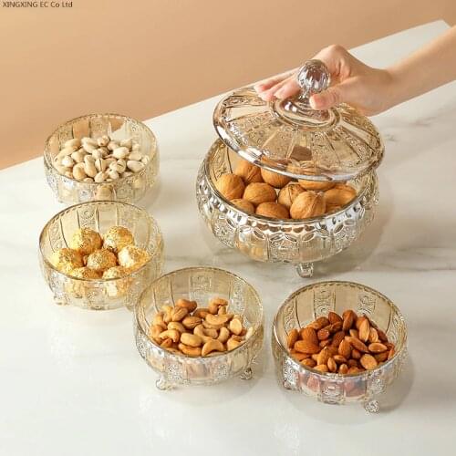 Candy Jar Creative Glass with Lid Candy Box Tea Storage Jar Snack Nut Box Fashion Jewelry Decoration Box Kitchen Storage Tool