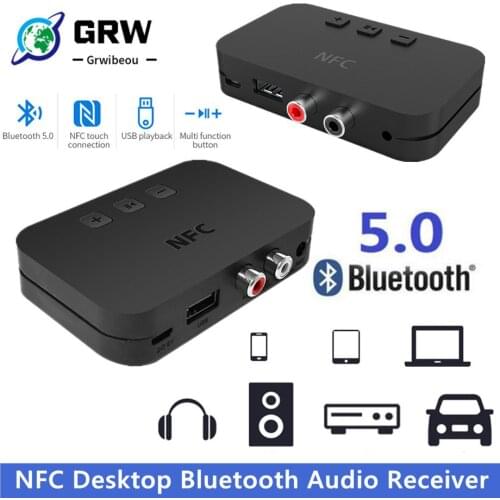Bluetooth 5.0 Wireless Receiver Audio Transmission Stereo Music Support U Disk NFX Connect With RCA Jack 3.5 AUX Adapter