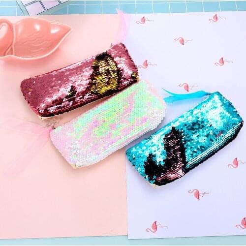 New Pencil Case Color Reversible Sequin School Supplies Stationery Gift Cute Pencil Box Pencilcase School Tools Pencil Cases