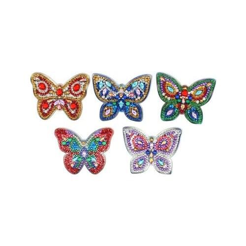 Skull Butterfly Design Diy Diamond Keychain Painting Christmas Gift 5pcs Diy Special Full Drill Woman Girl Jewelry Keyring