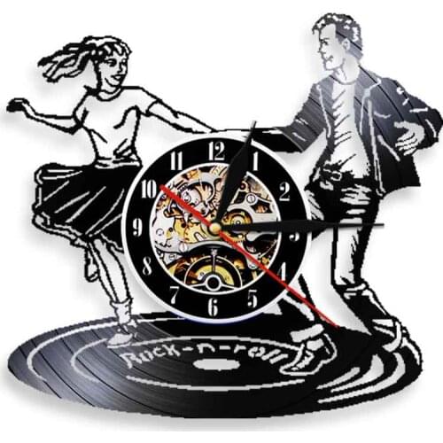 Disco Party DJ Night Vinyl Record Wall Clock Night Club Exclusive Wall Watch Rock N Roll Dancing Gramophone Music Record Clock