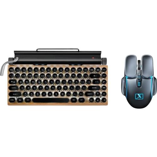 Dot retro typewriter mechanical keyboard Round keycaps mobile phone tablet wireless real mechanical keyboard and mouse set